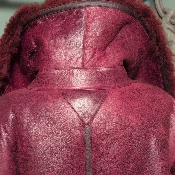 NWT Tommy Hilfiger Leather Shearing Jacket Coat Turkey Oxblood XXXL Peacoat - Picture 10 of 15